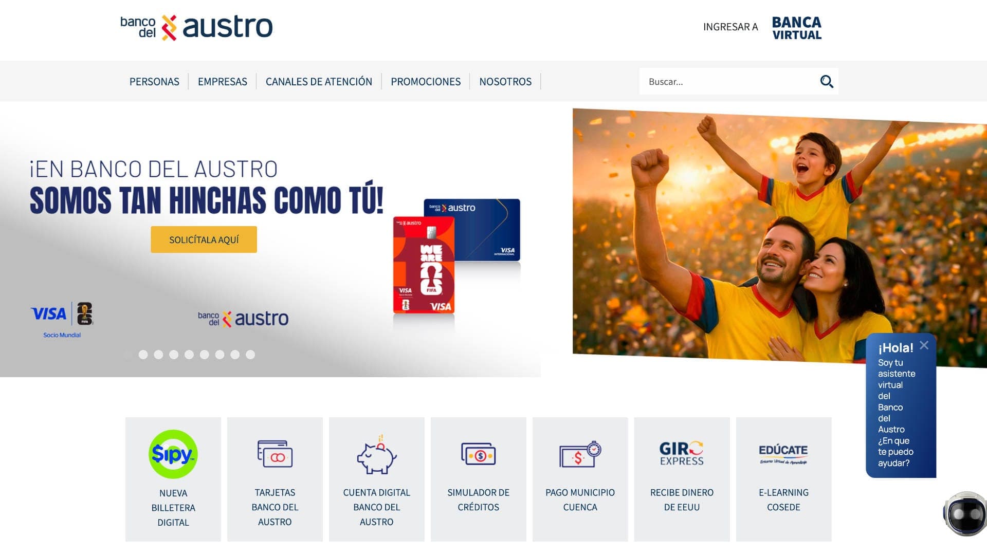 Banco del Austro: homepage by Kevin. UX research, UI design.
