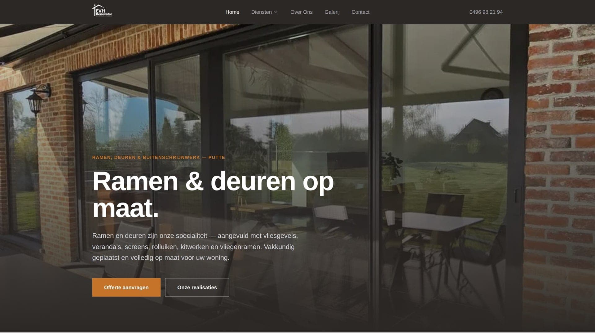 EVH Renovatie: business site by Kevin. Static prerender, SEO.