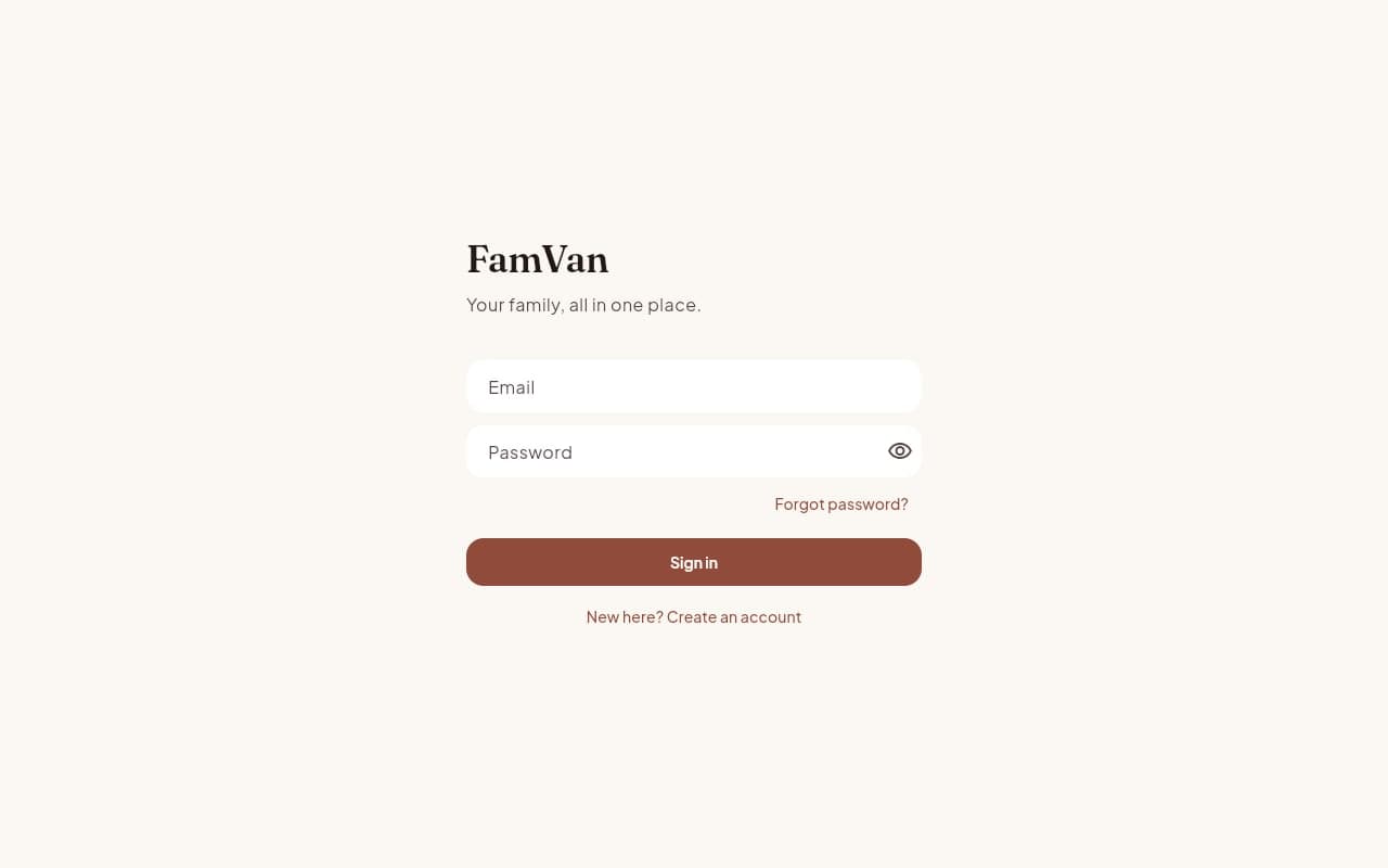 FamVan: mobile app by Kevin. Flutter, Supabase.