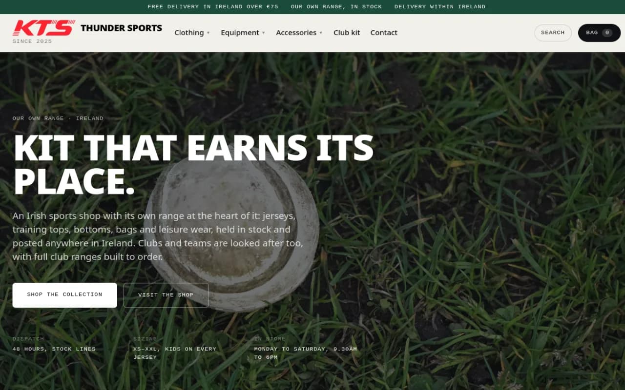 KTS Thunder Sports: online shop from 2026 by Steven. Next.js, Stripe Checkout.